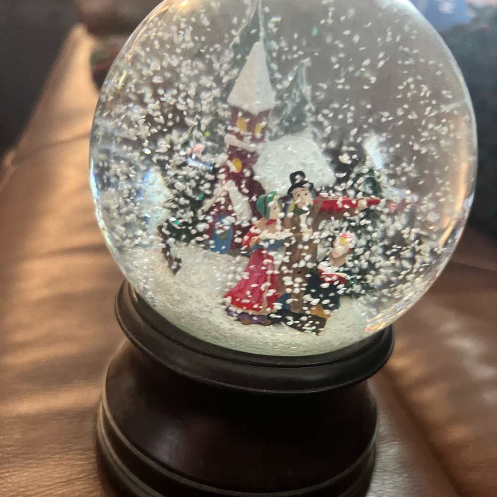 Festive Snow Globe with Black Base